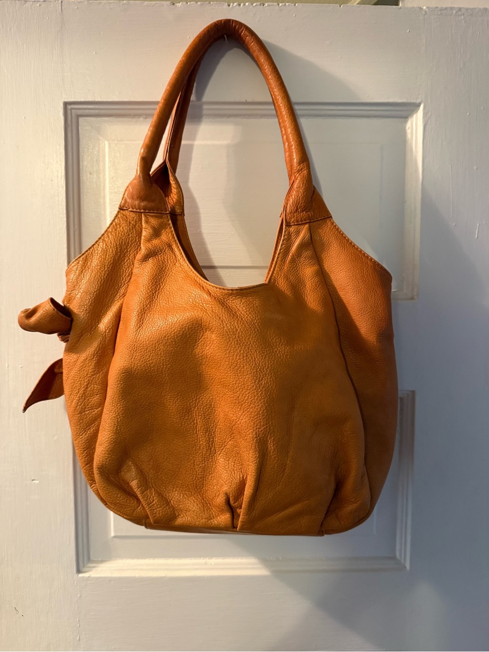 Soft Pebbled Shoulder Bag in Warm Tan